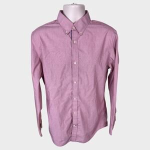 Banana Republic Large Non-Iron Tailored Slim Fit Pink Button Front Mens Shirt